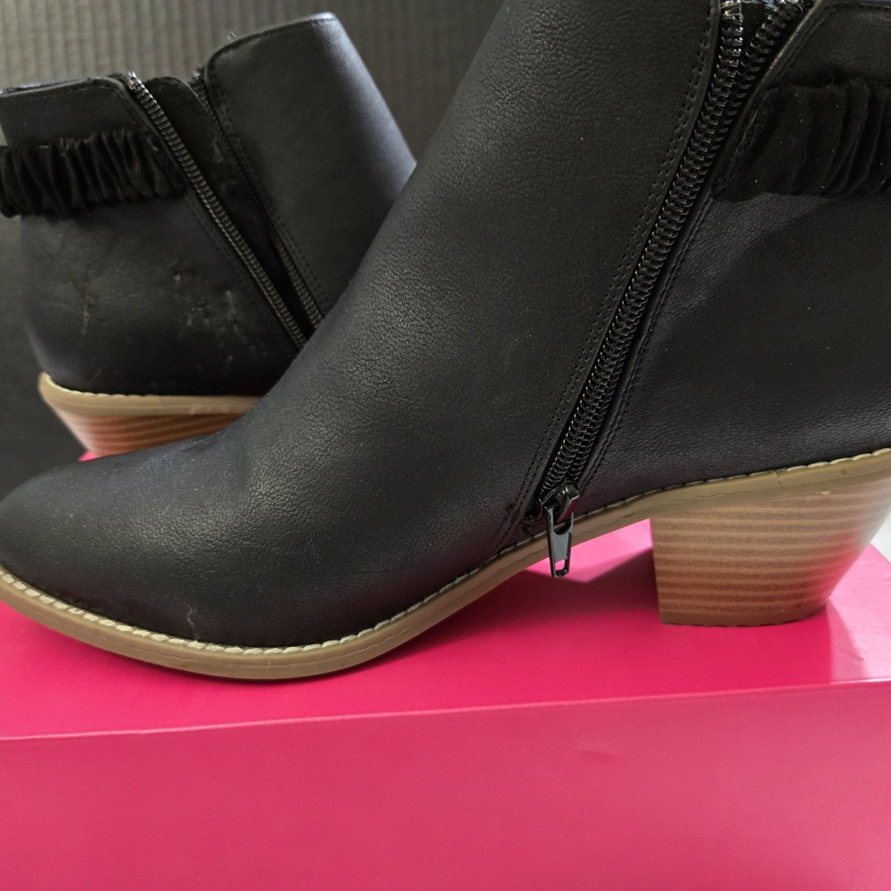 Rocket Dog Black Ankle Booties with Stacked Heel